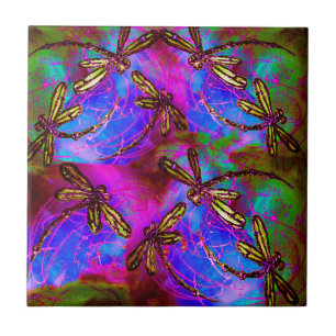 Dragonfly Hippy Flit Ceramic Tile