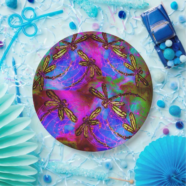 Dragonfly Hippy Flit Paper Plate (Party)