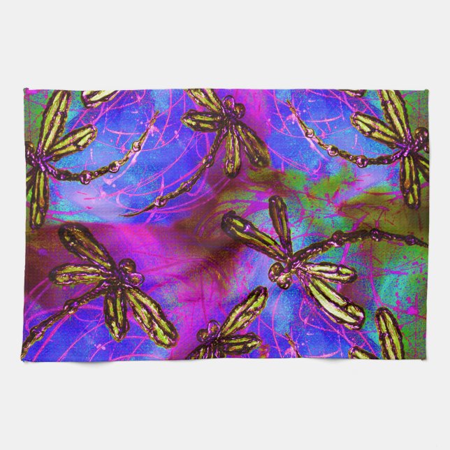 Dragonfly Hippy Flit Tea Towel (Horizontal)