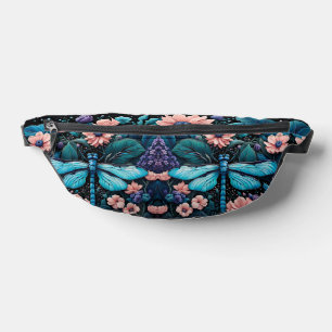 Dragonfly in a flower garden at night bum bags