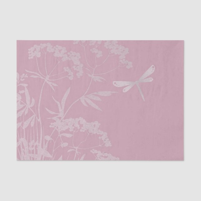 Dragonfly in a Pink Garden Tissue Paper (Front)