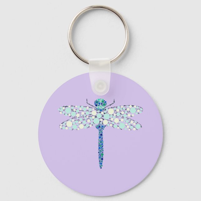 Dragonfly In Dots Key Ring (Front)