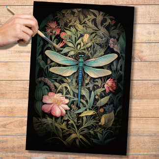 Dragonfly in Florals 3 Decoupage Paper