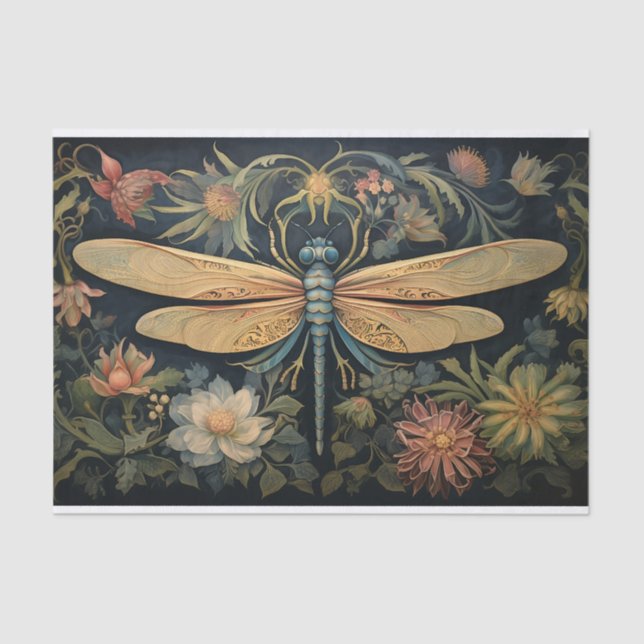 Dragonfly in Florals 5 Decoupage Paper (Front)