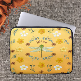 Dragonfly in Gold with Name  Laptop Sleeve