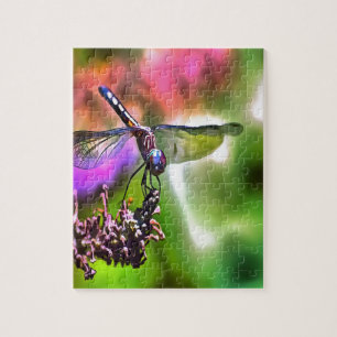 Dragonfly In Green and Blue Realistic Painting Jigsaw Puzzle