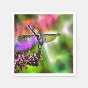 Dragonfly In Green and Blue Realistic Painting Napkin
