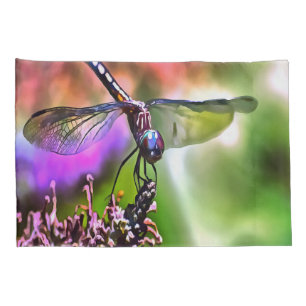 Dragonfly In Green and Blue Realistic Painting Pillowcase