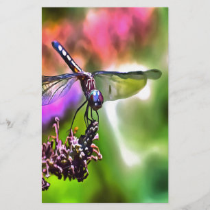 Dragonfly In Green and Blue Realistic Painting Stationery