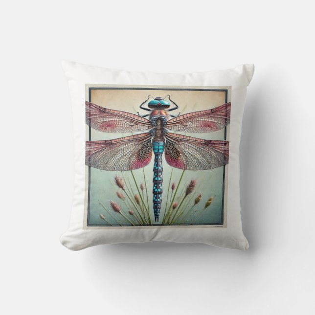 Dragonfly in Natural Harmony 010924IREF231 - Water Cushion (Front)