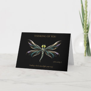 Dragonfly in Teal and Gold Filigree Card