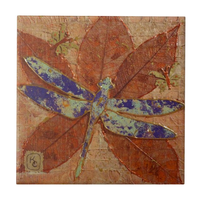 Dragonfly In Violet Ceramic Tile (Front)