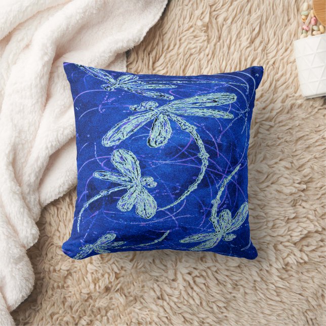 Dragonfly Indigo Dance Cushion (Blanket)