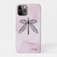 Dragonfly Insect Lover Pink Monogram