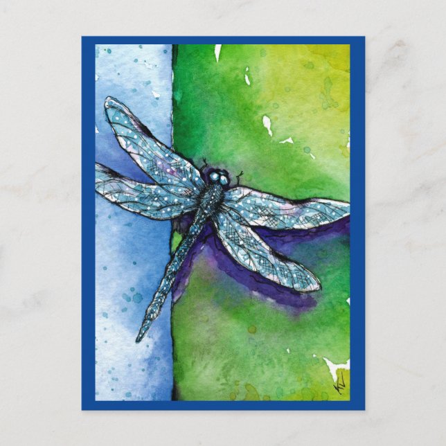 Dragonfly, insect, nature, northern lake postcard (Front)
