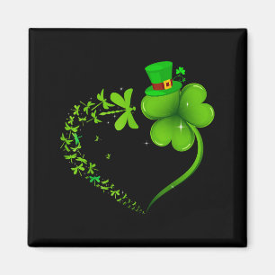 Dragonfly Irish Shamrock Heart Happy St Patrick's Magnet