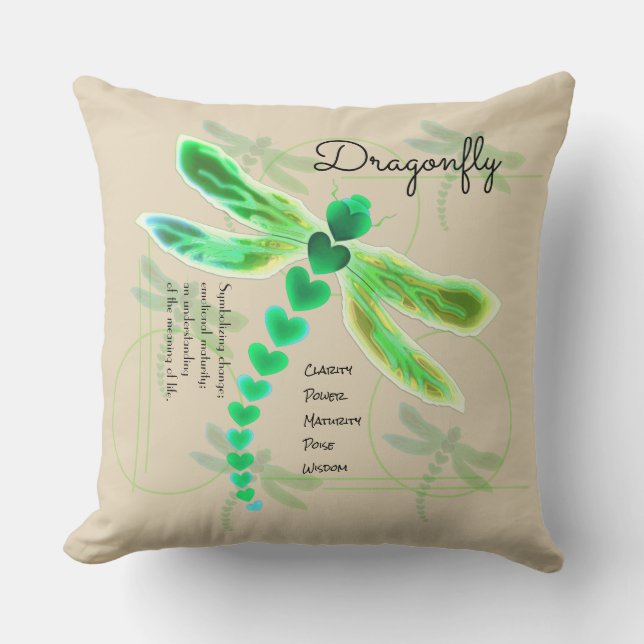 Dragonfly | Khaki 20"x20" Cushion (Front)