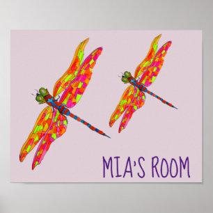 Dragonfly kid's room art poster