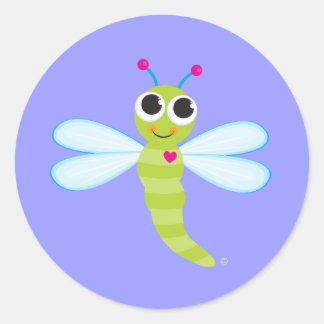 Dragonfly - Lavendar Classic Round Sticker