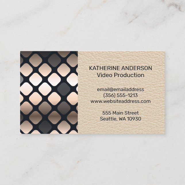 Dragonfly | Leather | Metal Square Pattern Business Card (Back)