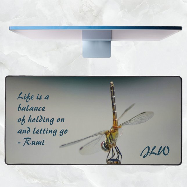 Dragonfly Life is a Balance Quote Photographic Desk Mat (Creator Uploaded)