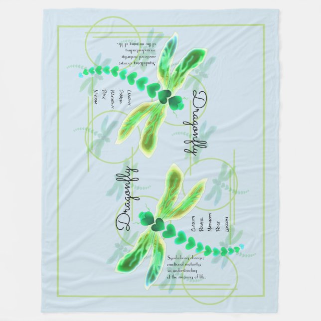 Dragonfly | Light Blue Fleece Blanket (Front)