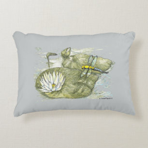 Dragonfly & Lily Pad Brushed Poly Throw Pillow