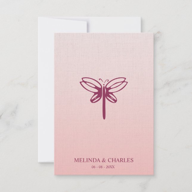 Dragonfly Logo in Burgundy on Gradient for Wedding (Front)