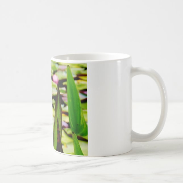 Dragonfly lotus and purple flower coffee mug (Right)