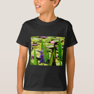 Dragonfly lotus and purple flower T-Shirt