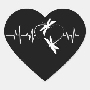Dragonfly Lover Gift  Funny Dragonfly Heartbeat Heart Sticker