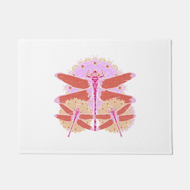 Dragonfly lover insect gift mandala dragonfly doormat (Front)