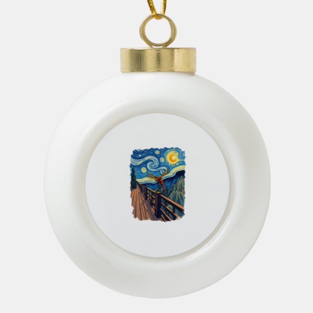 Dragonfly Lovers  Artistic Dragonfly Ceramic Ball Christmas Ornament (Front)