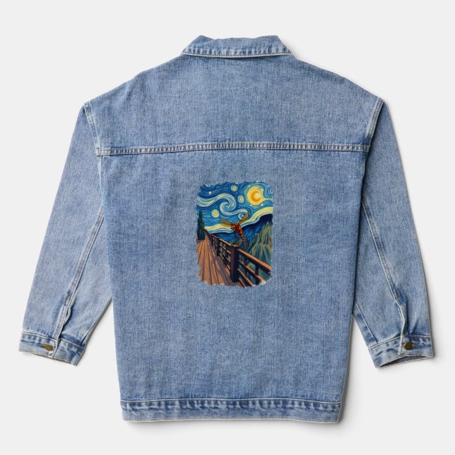 Dragonfly Lovers  Artistic Dragonfly Denim Jacket (Back)