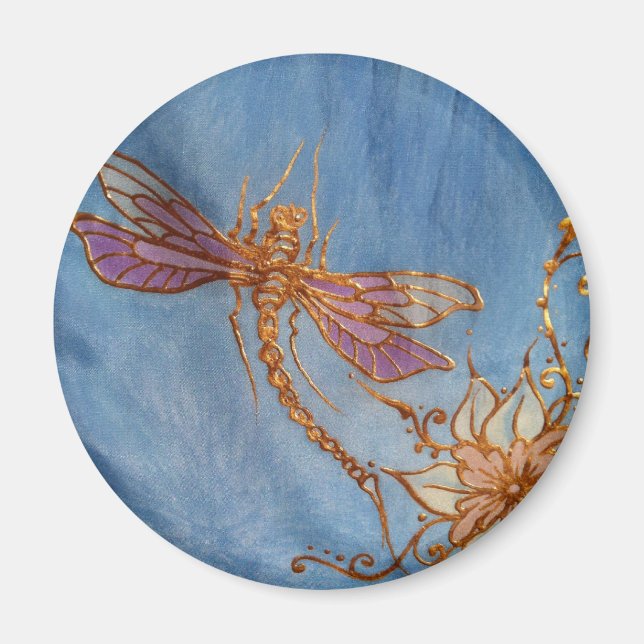 Dragonfly Magnet: Silk painted by Cyn Mc Magnet (Front)
