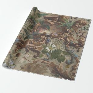 Dragonfly Marsh Cattail Lily French Wetland Ornate Wrapping Paper
