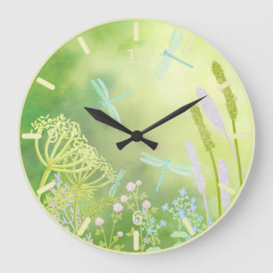   dragonfly Meadow  Large Clock
