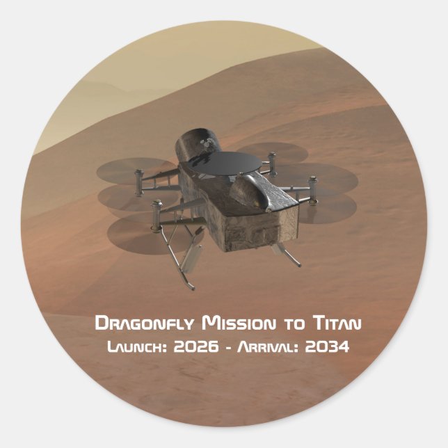 Dragonfly Mission to Titan Classic Round Sticker (Front)