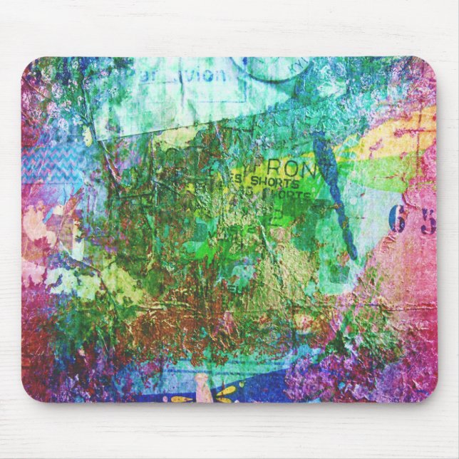 Dragonfly Mixed Media Collage Mouse Pad (Front)