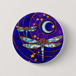 dragonfly moon 6 cm round badge