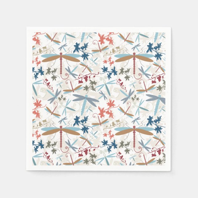 Dragonfly Multi Coloured Pattern Napkin (Front)