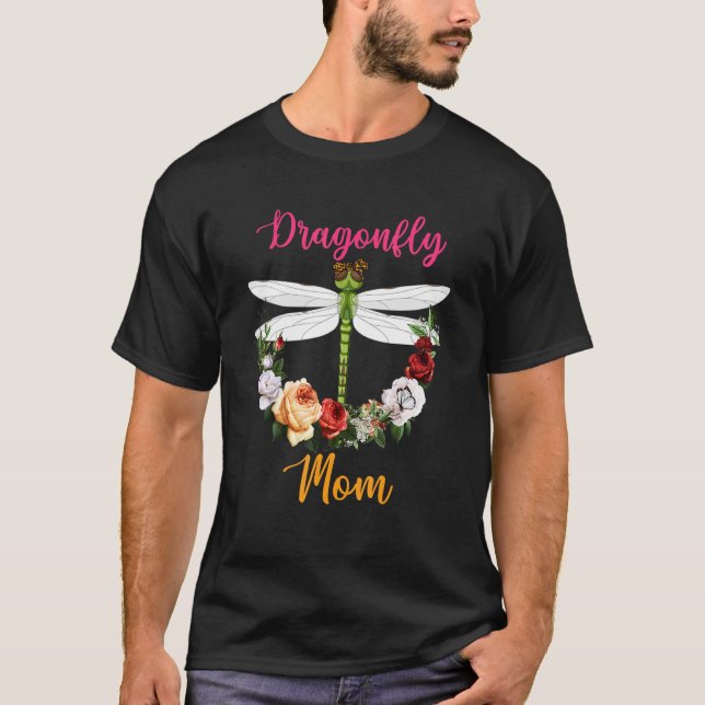 Dragonfly Mum Floral Dragonfly Bow Tie Lover Mothe T-Shirt (Front)