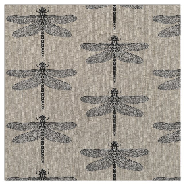 Dragonfly natural insect art fabric (Swatch)