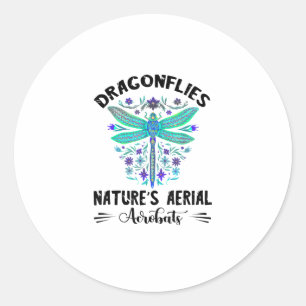 Dragonfly Nature Insect Nature's Aerial Acrobat Dr Classic Round Sticker