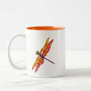 Dragonfly neon insect illustration Two-Tone coffee mug