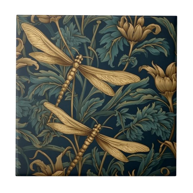 Dragonfly Nocturne Ceramic Tile (Front)