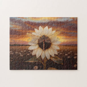 Dragonfly on a Flower at Dusk Art Jigsaw Puzzle