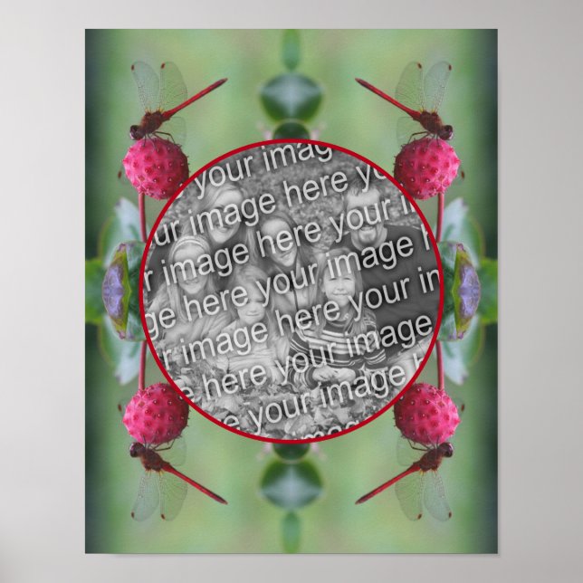 Dragonfly On Dogwood Fruit Create Your Own Photo Poster (Front)