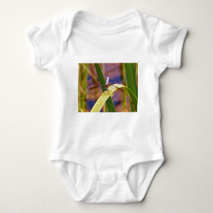 Dragonfly on raindrop leaf baby bodysuit