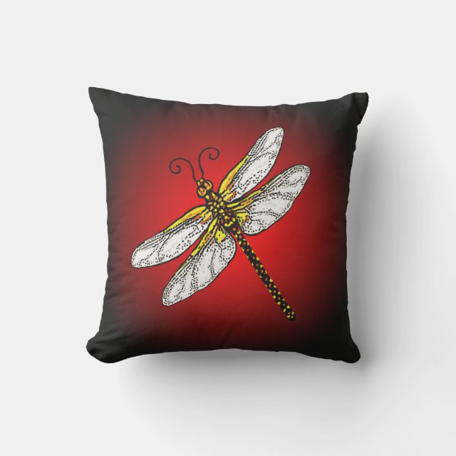 Dragonfly on Red Background Cushion (Front)